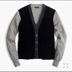 J. Crew Harlow Cardigan Sweater with Velvet Front